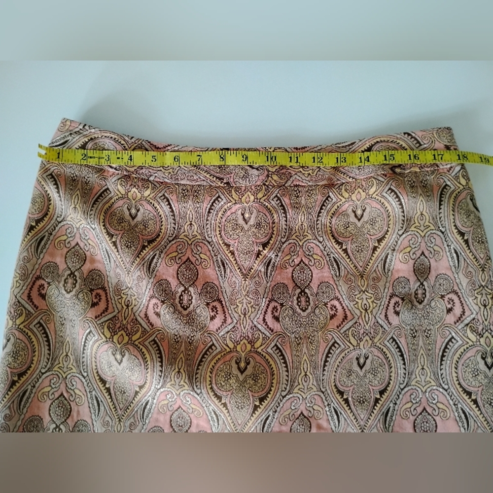 Talbots Cotton Silk Tapestry Brocade Pencil Skirt Pastel Pink Metallic Size 14P - Picture 13 of 16